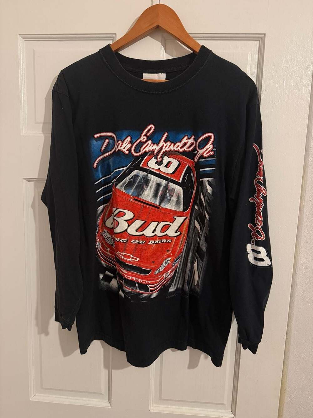 Vintage Dale Earnhardt Jr. Budweiser NASCAR Long Sleeve T-Shirt Black